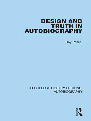 cover image of Design and Truth in Autobiography